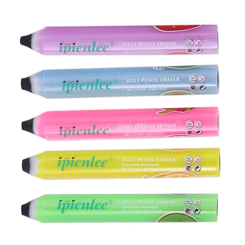 Ipienlee 10pcs Pencil Erasers Eraser Funny Portable Cube Pen-Style Eraser Eraser for Artist 5 Color Jelly Erasers - Image 2